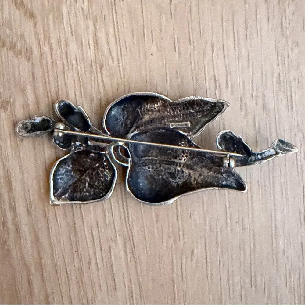 Vintage sterling silver leaves and stems Brooch